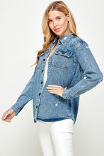 Load image into Gallery viewer, Women&#39;s Distressed Denim Shirts
