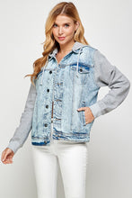 Load image into Gallery viewer, Women&#39;s Denim  Jacket with Fleece Hoodies
