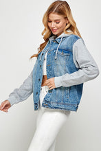 Load image into Gallery viewer, Women&#39;s Denim  Jacket with Fleece Hoodies
