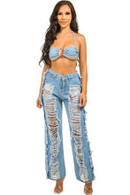 Load image into Gallery viewer, SEXY DENIM TWO PIECE PANT SET
