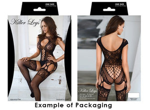 Diamond Net Long Sleeve Fishnet Dress w Thong