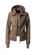 Load image into Gallery viewer, Women&#39;s Hood PU Leather Jacket
