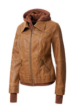 Load image into Gallery viewer, Women&#39;s Hood PU Leather Jacket
