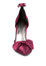 Load image into Gallery viewer, DINGLES Green Bow Embellished Satin Stiletto
