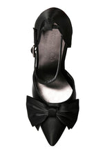 Load image into Gallery viewer, DINGLES Green Bow Embellished Satin Stiletto
