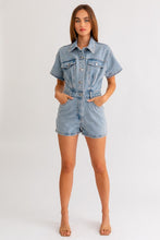 Load image into Gallery viewer, Short Sleeve Denim Romper
