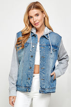 Load image into Gallery viewer, Women&#39;s Denim  Jacket with Fleece Hoodies
