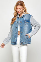 Load image into Gallery viewer, Women&#39;s Denim  Jacket with Fleece Hoodies
