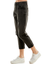 Load image into Gallery viewer, ROOL-UP DISTRESSED  HIGH RISE STRETCH MOM JEANS
