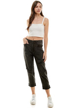 Load image into Gallery viewer, ROOL-UP DISTRESSED  HIGH RISE STRETCH MOM JEANS
