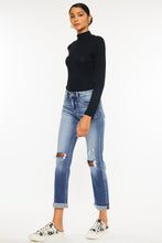 Load image into Gallery viewer, High Rise Hem Detail Slim Straight Jeans
