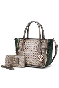 MKF Collection Faux Crocodile-Embossed Satchel Bag