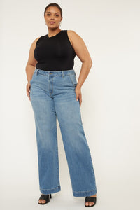 Plus High Rise Trouser Wide Leg Jeans