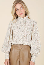 Load image into Gallery viewer, Stand collar floral frill blouse
