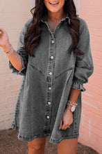 Load image into Gallery viewer, Sky Blue Buttoned Long Sleeve Denim Mini Dress
