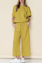 Load image into Gallery viewer, Textured Loose T Shirt and Drawstring Pants Set
