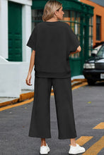 Load image into Gallery viewer, Textured Loose T Shirt and Drawstring Pants Set
