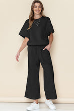 Load image into Gallery viewer, Textured Loose T Shirt and Drawstring Pants Set
