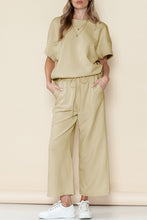 Load image into Gallery viewer, Textured Loose T Shirt and Drawstring Pants Set
