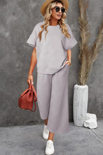 Load image into Gallery viewer, Textured Loose T Shirt and Drawstring Pants Set
