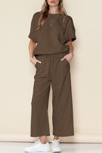 Load image into Gallery viewer, Textured Loose T Shirt and Drawstring Pants Set
