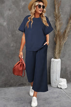 Load image into Gallery viewer, Textured Loose T Shirt and Drawstring Pants Set
