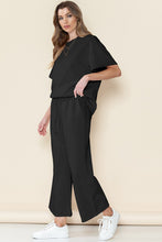 Load image into Gallery viewer, Textured Loose T Shirt and Drawstring Pants Set
