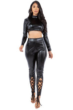 Load image into Gallery viewer, SEXY PU LEATHER 2PC PANTS SET
