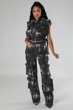 Load image into Gallery viewer, FAHION DENIM TWO PIECE PEANTS SET
