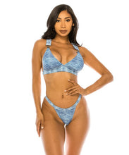 Load image into Gallery viewer, TWO PIECE BIG BUCKLE DENIM SWIMWEAR
