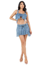 Load image into Gallery viewer, FASHION DENIM TWO PIECE SHORT SET
