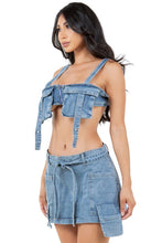 Load image into Gallery viewer, FASHION DENIM TWO PIECE SHORT SET
