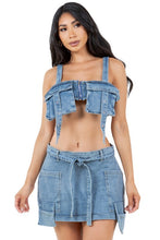 Load image into Gallery viewer, FASHION DENIM TWO PIECE SHORT SET
