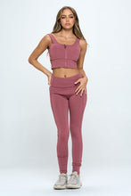 Load image into Gallery viewer, Zip Up Crop Sports Tank Top Set
