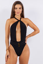 Load image into Gallery viewer, ONE PIECE BATHING SUIT DEEP OPEN WITH BELT ON WAIS
