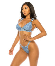 Load image into Gallery viewer, TWO PIECE BIG BUCKLE DENIM SWIMWEAR
