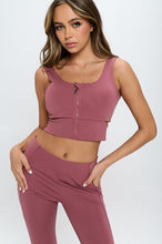 Load image into Gallery viewer, Zip Up Crop Sports Tank Top Set
