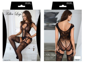 Criss Cross Detail Fishnet Dress with Thong