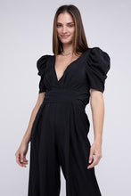 Load image into Gallery viewer, V Neck Puff Sleevw Jumpsuit
